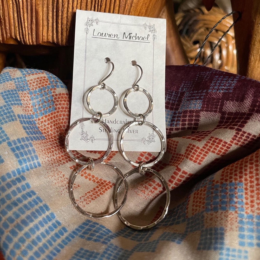 Handcrafted Sterling Silver 3 inch hoop earrings